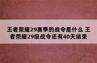 王者荣耀29赛季的战令是什么 王者荣耀29级战令还有40天结束